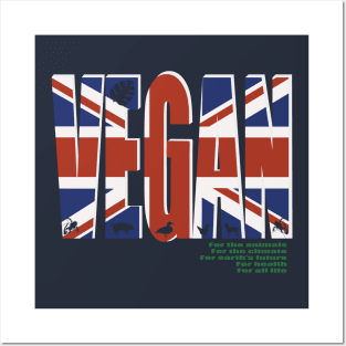 Vegan Union Jack British Flag Posters and Art